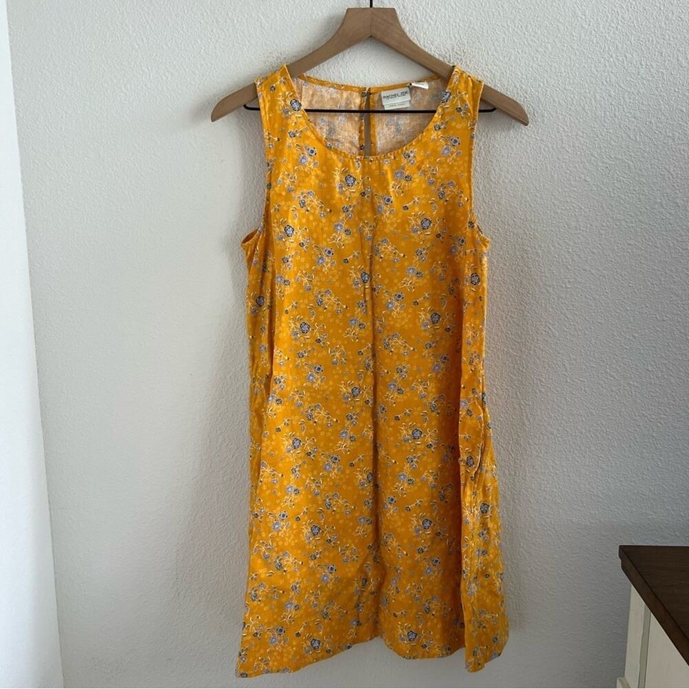 Rachel Zoe 100% Linen Yellow Floral Dress US Small